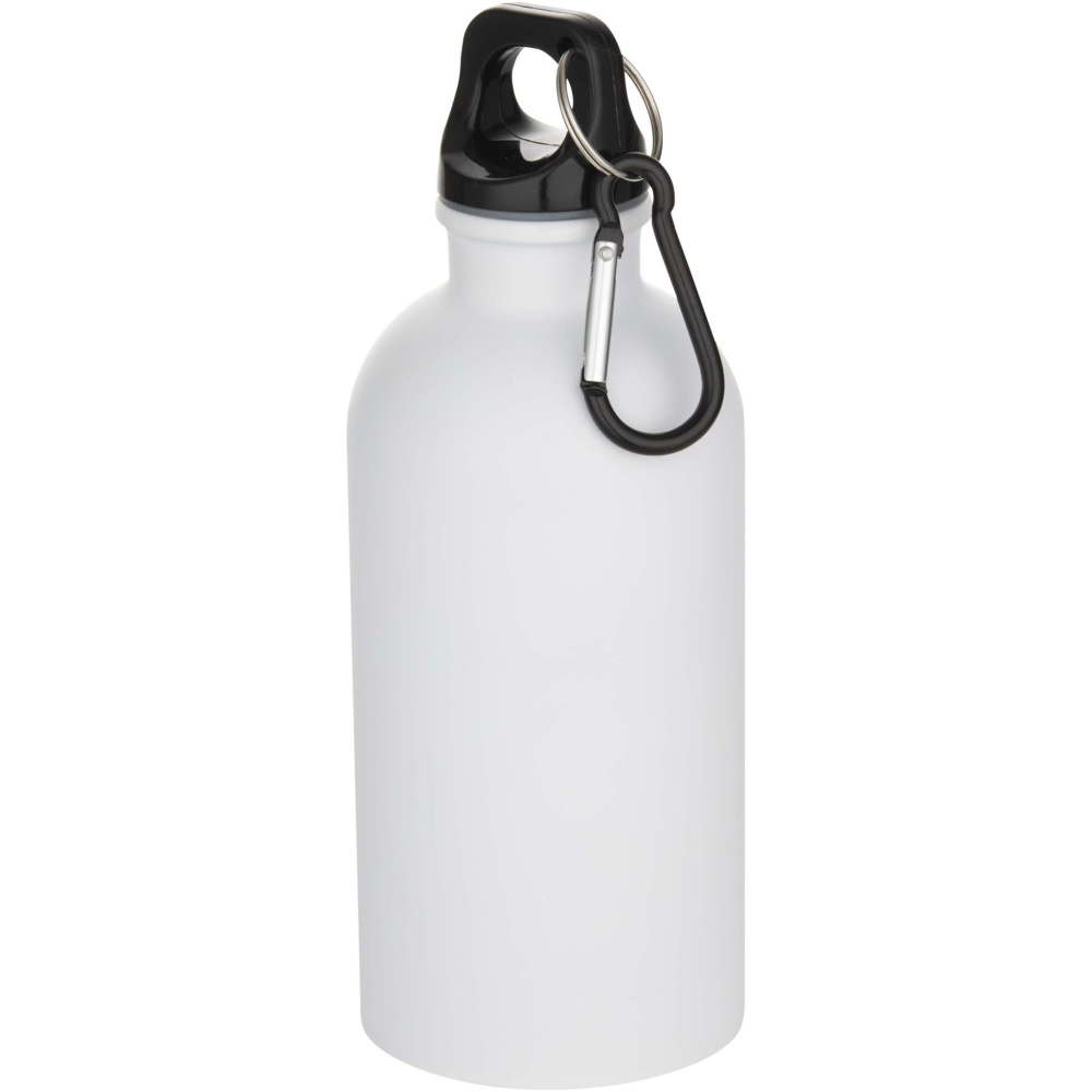 Logo trade promotional products image of: Oregon 400 ml matte RCS recycled single wall stainless steel water bottle with carabiner