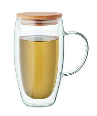 Logo trade promotional merchandise image of: Double wall glass mug 450ml