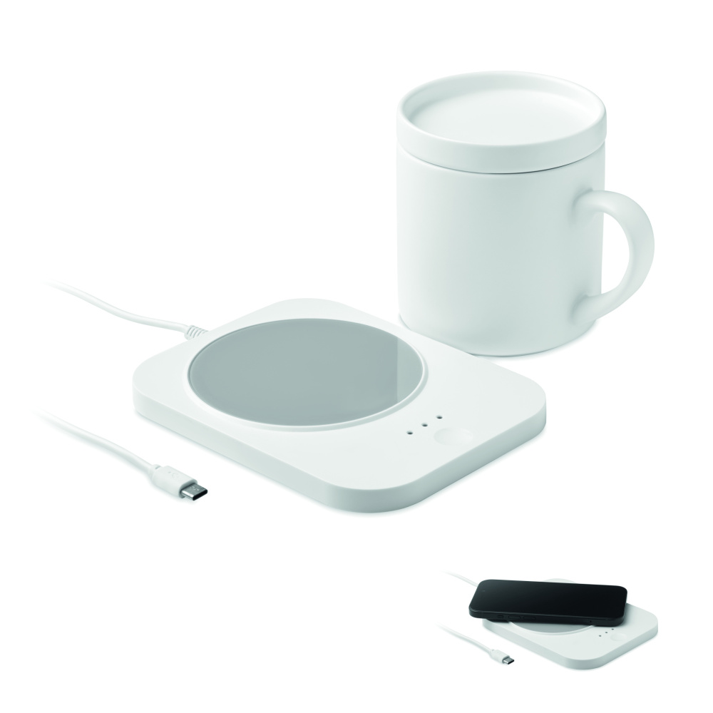 Logotrade business gifts photo of: Wireless charger mug warmer set