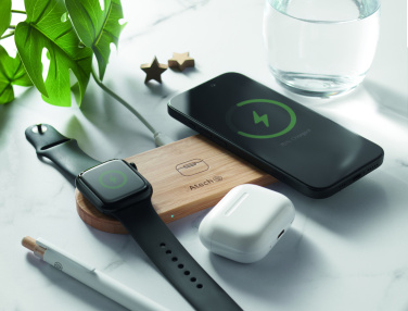 Logo trade promotional merchandise image of: 3 in 1 15W wireless charger