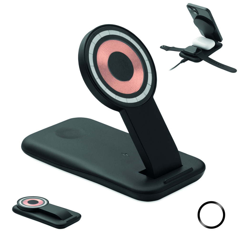 Logo trade promotional item photo of: 3 in 1 wireless charger 15W