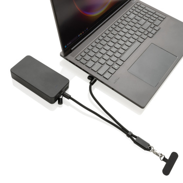 Logo trade corporate gift photo of: LoopAmp RCS RPET adjustable phone wrist strap 60W cable