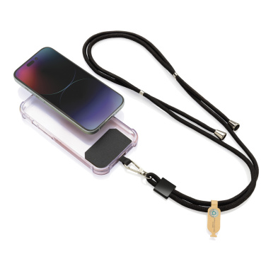 Logo trade corporate gifts image of: CarryLoop RCS recycled PET adjustable phone holder lanyard