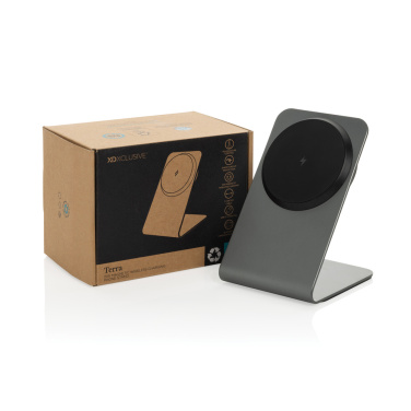 Logotrade promotional gift image of: Terra aluminium 15W magnetic wireless charging phone stand
