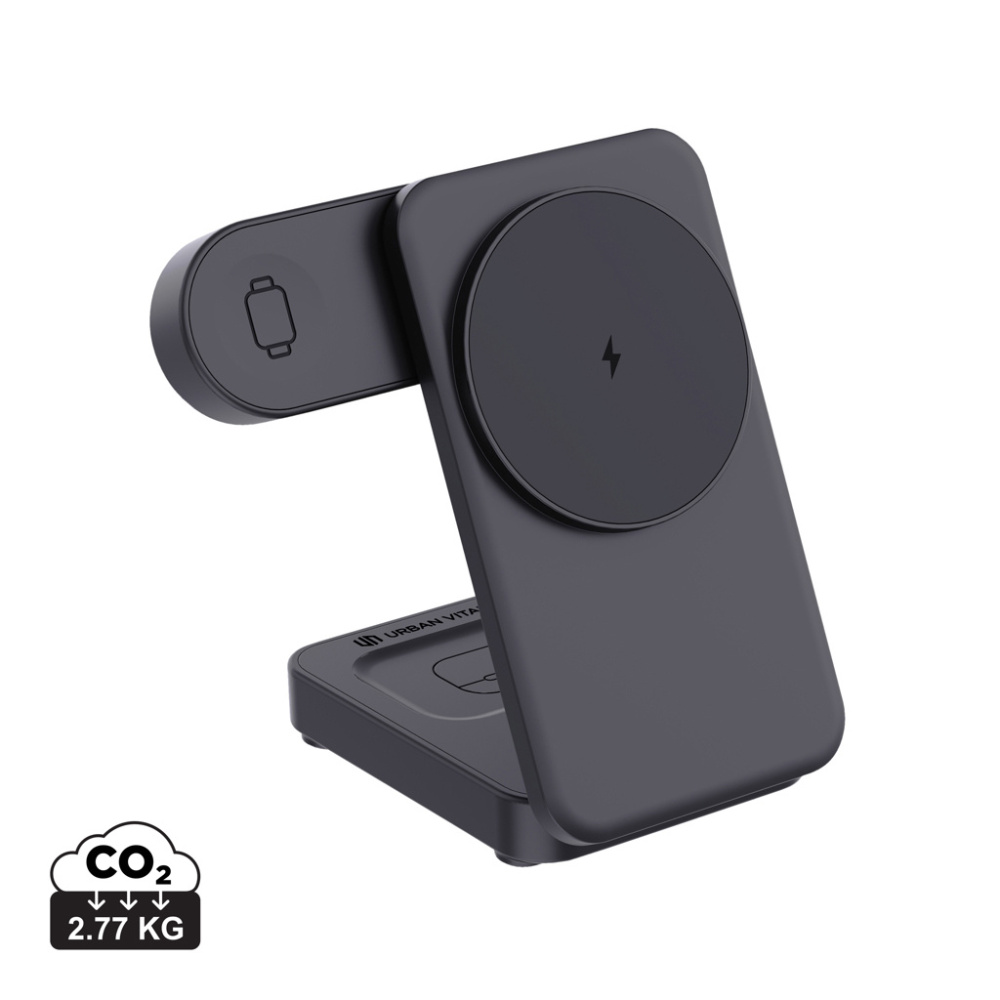 Logo trade promotional products image of: Urban Vitamin Arcadia RCS rplastic 15W 3in1 magnetic charger