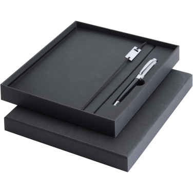 Logo trade advertising products image of: Legato Elegance A5 hard cover notebook and rollerball pen set