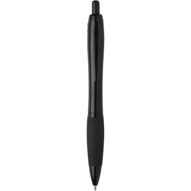 Logo trade business gift photo of: Nash recycled plastic ballpoint pen with black trims (black ink)