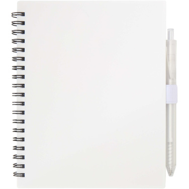 Logotrade promotional item picture of: Niove recycled plastic soft cover notebook and ballpoint pen set (blue ink)
