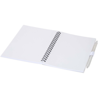 Logo trade promotional gifts picture of: Niove recycled plastic soft cover notebook and ballpoint pen set (blue ink)