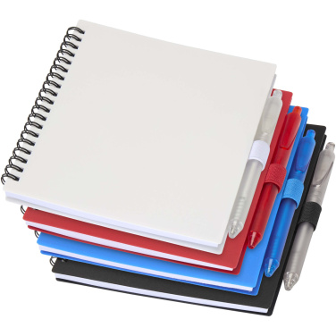 Logo trade promotional items image of: Niove recycled plastic soft cover notebook and ballpoint pen set (blue ink)