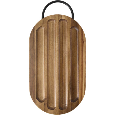 Logo trade promotional giveaways image of: Prestige acacia wood chopping board with bread knife