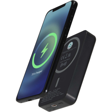 Logo trade promotional item photo of: Acrab 10.000 mAh 15W magnetic wireless power bank with 20W PD - made from recycled plastic