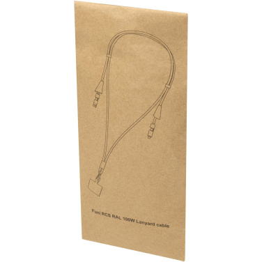 Logo trade promotional merchandise photo of: Funi recycled plastic smartphone lanyard with built-in data sync and 100W fast charge 5-in-1 cable