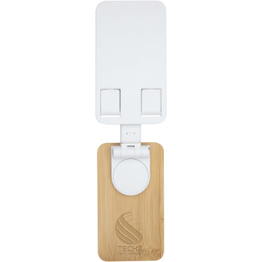 Logo trade promotional gift photo of: Alfirk recycled plastic foldeable desk phone stand with bamboo details
