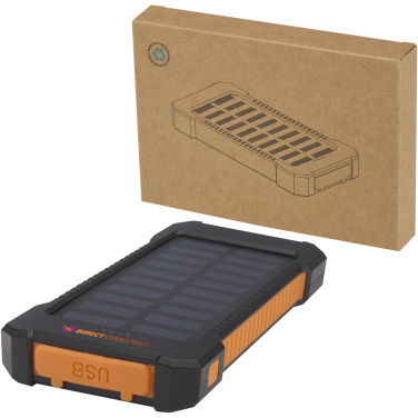 Logotrade business gift image of: Altair 5000 mAh 10W recycled plastic rugged solar power bank with built-in torch