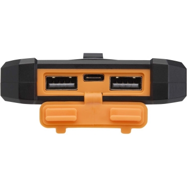 Logo trade promotional item photo of: Altair 5000 mAh 10W recycled plastic rugged solar power bank with built-in torch