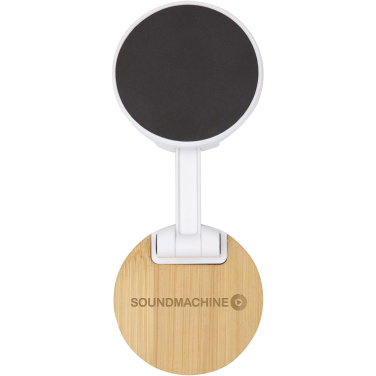 Logotrade promotional item picture of: Alcor recycled plastic foldeable magnetic phone stand with bamboo details