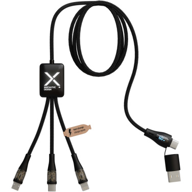 Logo trade promotional product photo of: SCX.design C51 60W 5-in-1 rPET fast charging cable with display