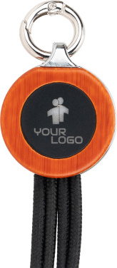 Logotrade advertising products photo of: 4-in-1 cable with elighted logo in a wooden casing