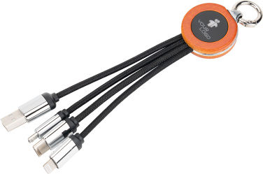 Logo trade promotional products picture of: 4-in-1 cable with elighted logo in a wooden casing