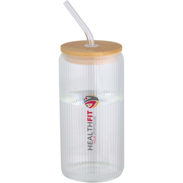 Logo trade promotional giveaways image of: Mirage 500 ml single-walled borosilicate glass jar with bamboo lid