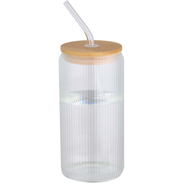 Logotrade promotional product picture of: Mirage 500 ml single-walled borosilicate glass jar with bamboo lid