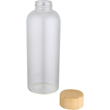 Logo trade promotional products image of: Mirage 650 ml single-walled borosilicate glass bottle with bamboo lid