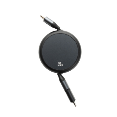 Logo trade business gifts image of: Terra RCS recycled aluminium retractable 240W 2-in-1 cable