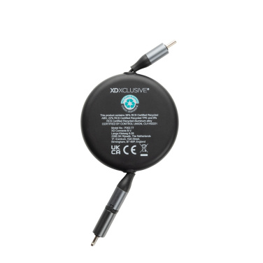 Logotrade promotional gift image of: Terra RCS recycled aluminium retractable 240W 2-in-1 cable
