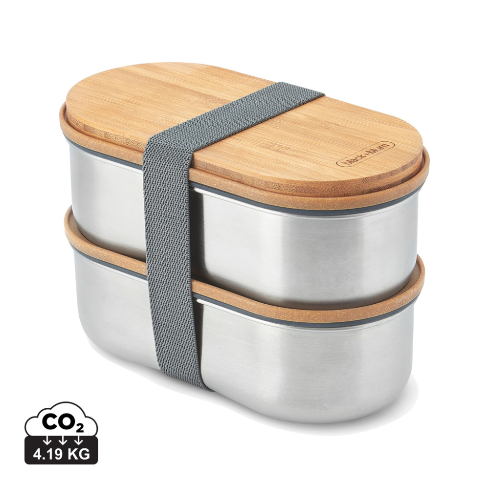 Logo trade promotional item photo of: Black+Blum Stainless Steel Double Bento Box