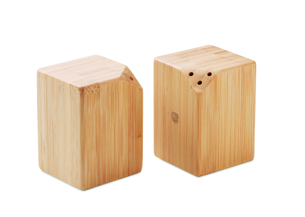 Logo trade promotional gifts image of: Bamboo salt & pepper set
