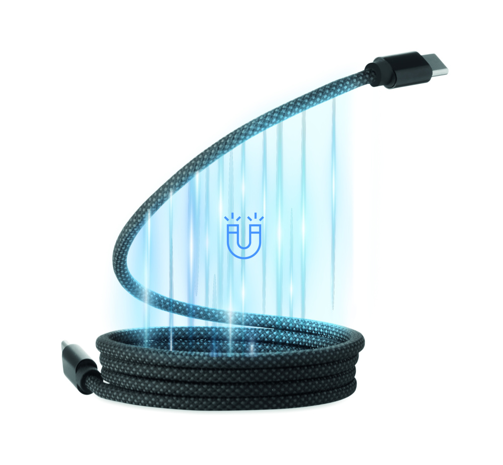 Logo trade promotional products image of: Braided magnetic cable in RPET