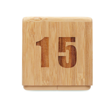 Logo trade promotional giveaways picture of: Bamboo twist snooze timer