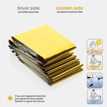 Logotrade promotional product picture of: Solra emergency blanket in RCS recycled RPET pouch