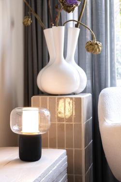 Logo trade promotional merchandise photo of: Lux RCS recycled plastic 10W speaker lamp