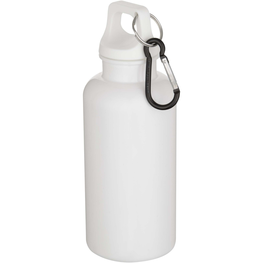 Logotrade promotional giveaway picture of: Oregon 400 ml solid colour RCS recycled plastic water bottle with carabiner