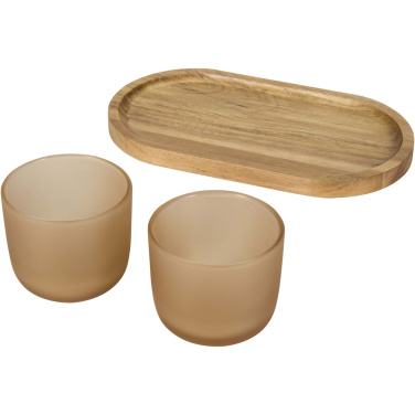 Logotrade advertising product picture of: Male wooden serving tray and glass cups set