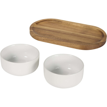 Logotrade promotional gifts photo of: Noa wooden tray and ceramic serving bowls set