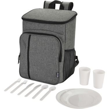 Logo trade business gifts image of: Tundra GRS recycled picnic cooler backpack with cutlery set 20L