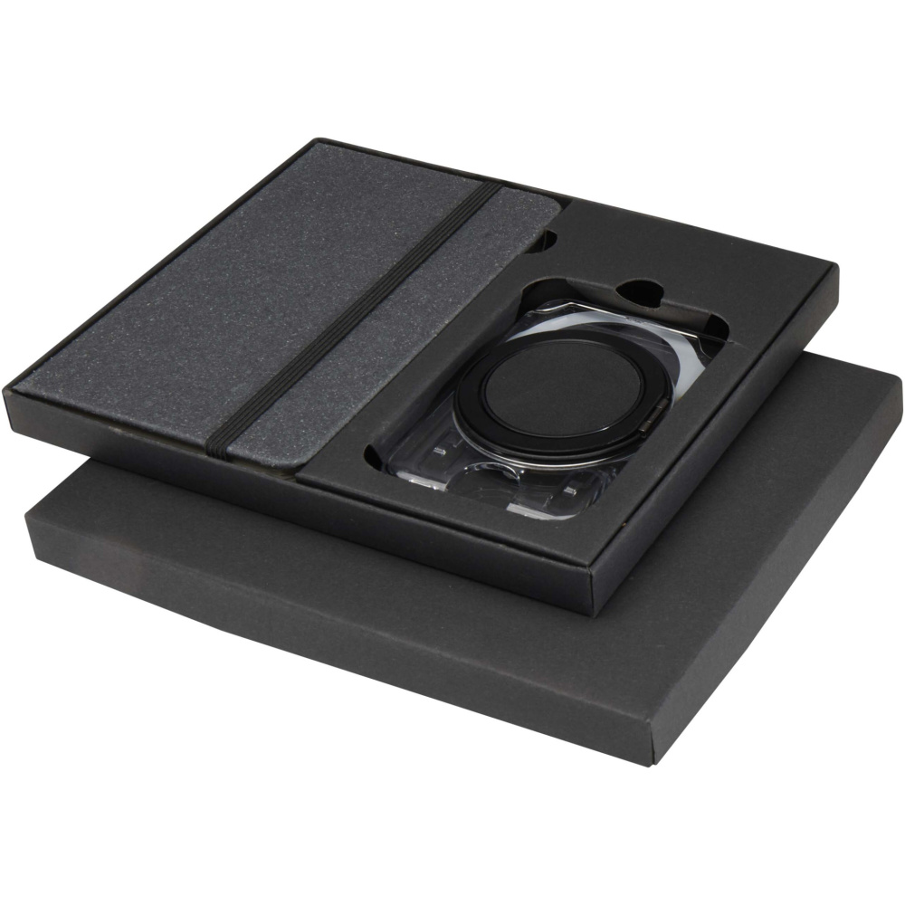 Logotrade promotional merchandise image of: Kern A6 hard cover notebook and MagSafe wallet gift set