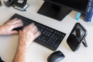 Logotrade advertising product picture of: Aervina RCS recycled plastic re-chargeable desk fan