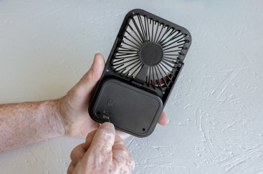 Logo trade promotional item photo of: Aervina RCS recycled plastic re-chargeable desk fan