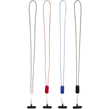 Logo trade business gifts image of: Anser recycled plastic smartphone lanyard with 27W 5-in-1 built-in cable