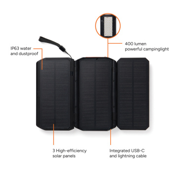Logotrade promotional items photo of: Nordic Drift Titan 10.000mAh solar powerbank with 3 panels
