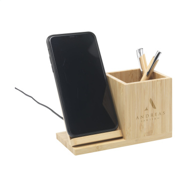 Logo trade firmakingituse pilt: Bamboo Boss 15W laadija/pliiatsihoidja