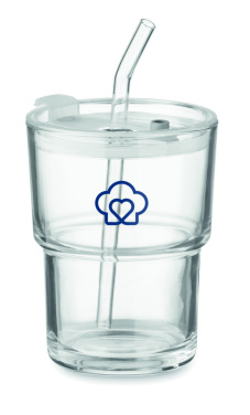 Logotrade ärikingi foto: SIP klaasist joogitops kõrrega 400ml