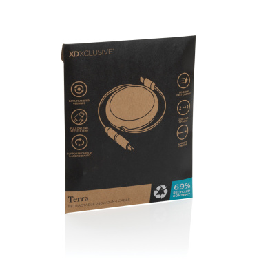 Logotrade reklaamtooted pilt: Terra RCS alumiiniumist sissetõmmatav 240W 2-in-1 kaabel