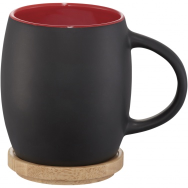 Logotrade mainoslahjat kuva: Heart 400 ml keraaminen muki puisella kannella/alustalla