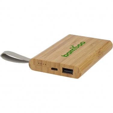 Logo trade mainoslahja kuva: Tulda-varavirtalähde, 5 000 mAh, bambua
