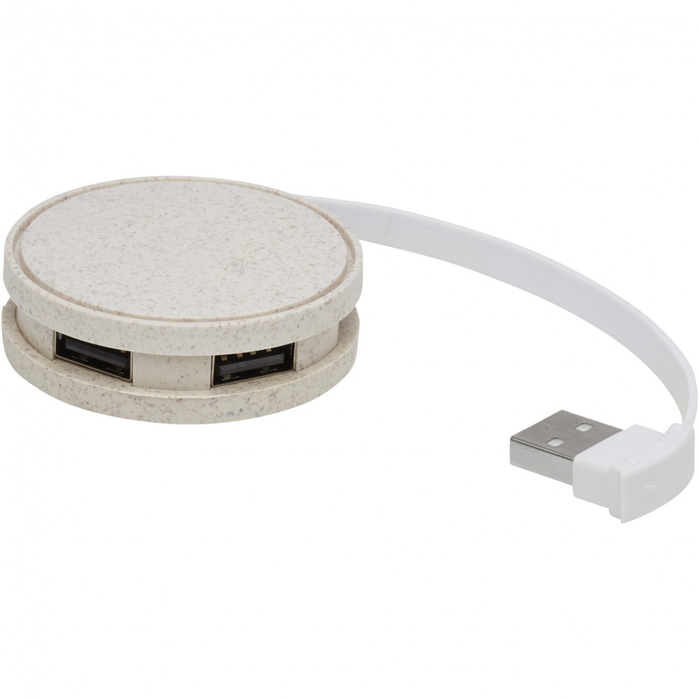 Logotrade mainoslahja tuotekuva: Kenzu vehnänolkinen USB-keskitin